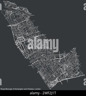 Street roads map of the ROYAL BOROUGH OF KENSINGTON AND CHELSEA, LONDON Stock Vector