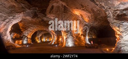 Inside the salt cave in the salt mountains of Idir, Toulz Luka District, Turkey. Stock Photo