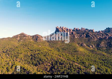 Mountain landscape in the morning. View of Montserrat mountain near Barcelona city. Spain, Europe Stock Photo