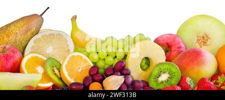 Various fresh fruits isolated on white background Stock Photo