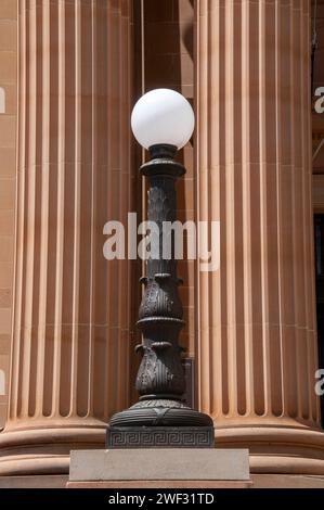 Sydney Australia, old fashioned streetlight  classical  at entrance of the NSW State Library Stock Photo