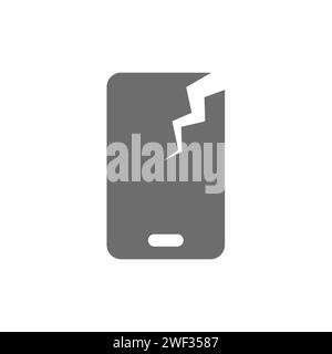 Broken phone vector icon. Smartphone screen and a crack symbol. Stock Vector