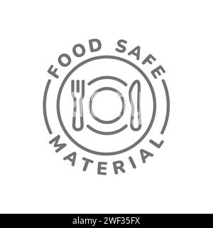 Food safe material vector label. Line badge for pans and pots or dishes. Stock Vector