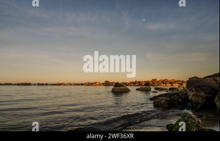 Adriatic Sea. Martinsicuro, Teramo. Beautiful photos of a spectacular sunset Stock Photo