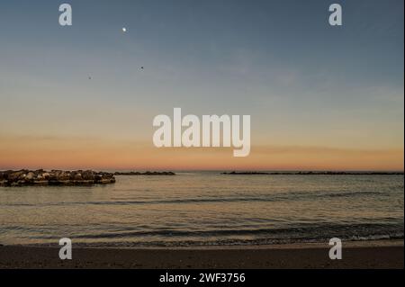 Adriatic Sea. Martinsicuro, Teramo. Beautiful photos of a spectacular sunset Stock Photo