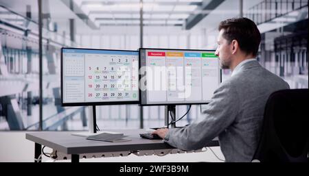Business Schedule Calendar And Agenda Gantt Report Stock Photo