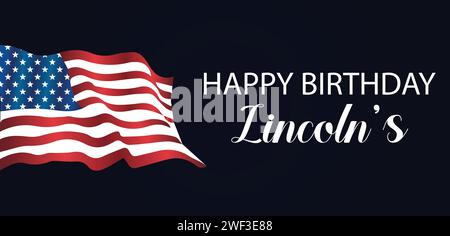 Happy Birthday Lincoln's Text illustration Design Stock Vector