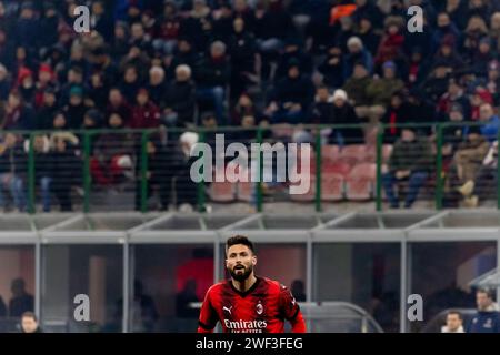 Olivier Giroud in action during the Serie A football match between AC Milan and Bologna FC 1909 at Giuseppe Meazza stadium in Milano, Italy, on January 027 2024 Stock Photo