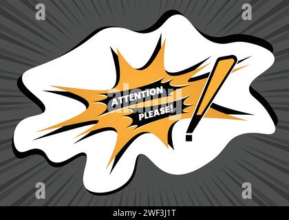 Simple attention please sign sticker design with abstract shape Stock Vector