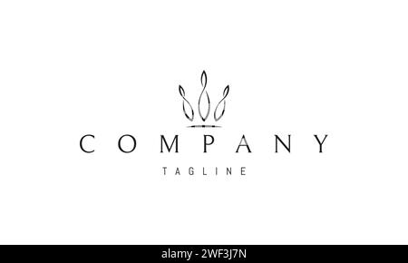 A vector logo with an abstract image of three pins from a bowling alley in the shape of a crown. Stock Vector