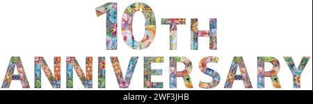 Anniversary badge or label. 10th celebration and congratulation design element. Stock Vector