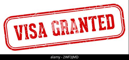 visa granted stamp. visa granted rectangular stamp isolated on white background Stock Vector
