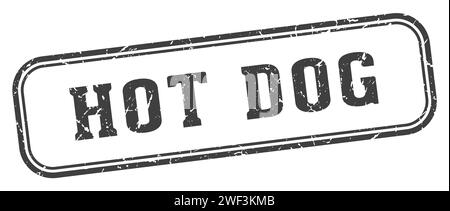 hot dog stamp. hot dog rectangular stamp isolated on white background Stock Vector
