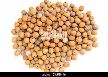 Pile of Leca clay balls for plants isolated on a white background Stock Photo