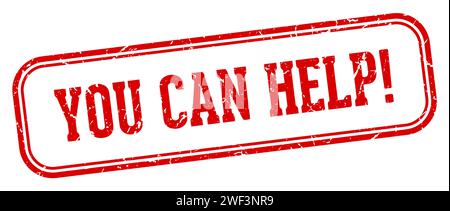 you can help stamp. you can help rectangular stamp isolated on white background Stock Vector