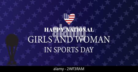 National Girls And Women In Sports Day Text Design Stock Vector