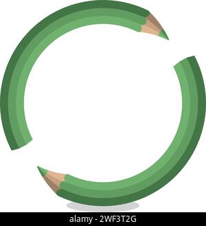 An educational concept illustration of two green pencils forming a ring, symbolizing the continuous cycle of learning and the importance of unity and Stock Vector