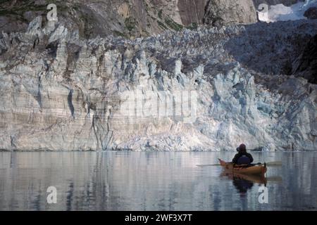 kayaker in Northwestern Fjord, Kenai Fjords National Park, southcentral Alaska Stock Photo