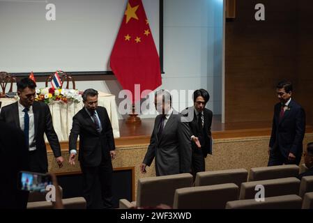 Bangkok, Thailand. 28th Jan, 2024. H.E. Mr. Wang Yi (C), Member of the Political Bureau of the CPc Central Committee and Minister of Foreign Affairs of China, attended the Sisning Ceremony of the Agreement between the Government of the Kingdom of Thailand and the Government of the People's Republic. of China on Mutual Visa Exemption for Holders of Ordinary Passports on January 28, 2024 at Narathip Room, Ministry of Foreign Affairs, Bangkok. Credit: ZUMA Press, Inc./Alamy Live News Stock Photo