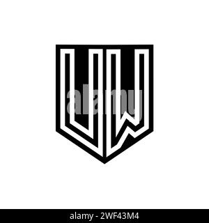 UW Letter Logo monogram shield geometric line inside shield style design template Stock Photo