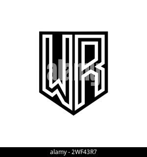 WR Letter Logo monogram shield geometric line inside shield style design template Stock Photo