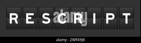 Black color analog flip board with word rescript on gray background Stock Vector