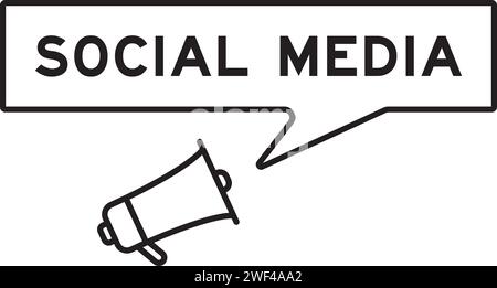 Megaphone icon with speech bubble in word social media on white background Stock Vector