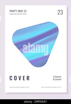 Holographic abstract background cover design template. Color foil wave ...
