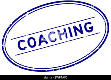 Grunge blue coaching word oval rubber seal stamp on white background Stock Vector