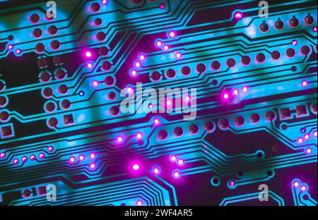 Electronic circuit board close up, background with circuit board Stock Photo