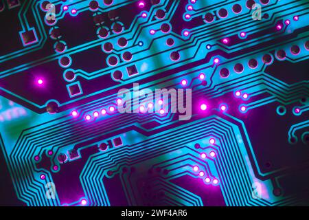 Electronic circuit board close up, background with circuit board Stock Photo