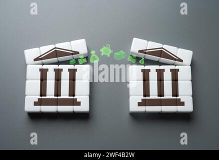 Transfer funds between banks. Transfer from one bank account to another. Move money securely and efficiently. Stock Photo
