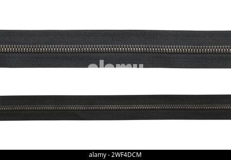 Black zipper isolated on white background and have clipping paths. Stock Photo