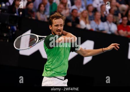 Melbourne Park, Melbourne, Victoria, Australia. 28th Jan, 2024. Australian Open Tennis Championship Day 15; Daniil Medvedev during the mens singles final match against Jannik Sinner ( ITA) Credit: Action Plus Sports/Alamy Live News Stock Photo