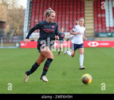 London, UK. 28th Jan, 2024. LONDON, ENGLAND - Lauren Hemp of Manchester City WFC in action during Barclays FA Women's Super League soccer match between Tottenham Hotspur Women and Manchester City Women at The Breyer Group Stadium on January 28, 2024 in London, England. Credit: Action Foto Sport/Alamy Live News Stock Photo