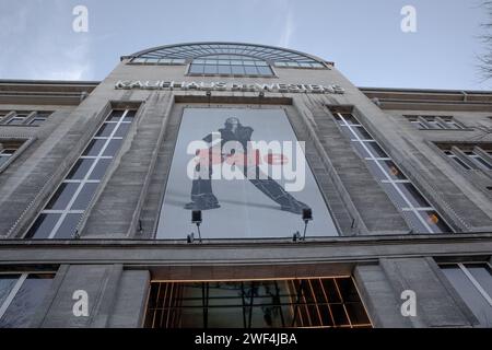 Berlin, Germany. 28th Jan, 2024. On January 28, 2024, the iconic Kaufhaus des Westens (KaDeWe), part of the beleaguered Signa Group, stands on the brink of insolvency, casting a shadow over one of Berlin's most renowned retail landmarks. German media reported preparations for an insolvency filing for the KaDeWe Group are underway. This development has sent ripples through Berlin's commercial and cultural landscape. The current situation reflects the broader challenges facing traditional retail in the era of e-commerce and changing consumer habits. KaDeWe, with its over 100-year history marke Stock Photo