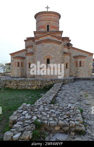 284 Church of Saints Clement and Panteleimon -Crkva Sveti Kliment i Pantelejmon- rebuilt in 2002 from an AD 863 original. Ohrid-North Macedonia. Stock Photo