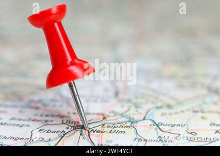 Ulm, Germany pin on map Stock Photo - Alamy