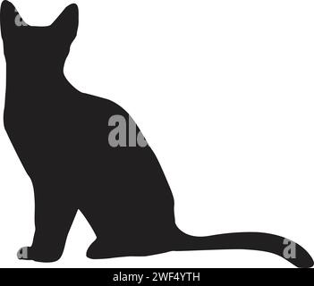 cat silhouette sticker vector, Black cat logo design Stock Vector