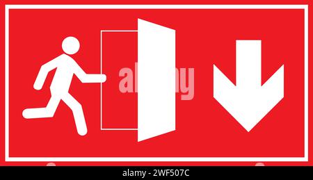 Emergency fire exit sign, Emergency sign, Emergency exit, Emergency Exit sign board, Green emergency exit sign, Fire sign Stock Vector