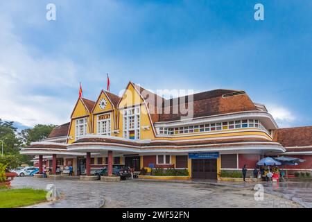 Da Lat city, Vietnam, October 01 2019: Dalat railway train station, front view Stock Photo