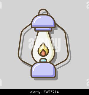 Vintage camping lantern isolated vector icon. Old lamp for hiking. Hiking sign. Graph symbol for travel and tourism web site and apps design, logo, ap Stock Vector