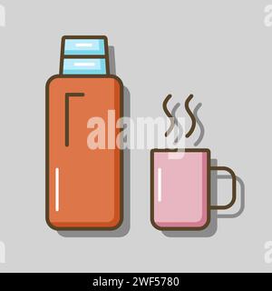 Thermos bottle vector isolated icon. Camping and Hiking sign. Graph symbol for travel and tourism web site and apps design, logo, app, UI Stock Vector