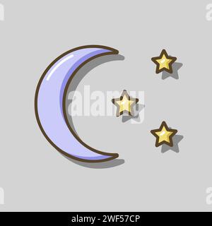 Moon and star vector isolated icon. Camping and Hiking sign. Graph symbol for travel and tourism web site and apps design, logo, app, UI Stock Vector