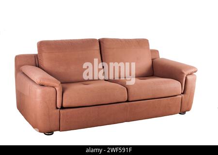 Brown sofa isolated on white background Stock Photo