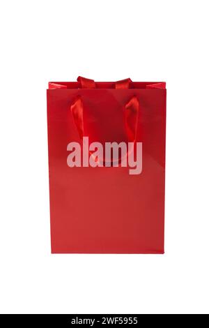 Blank red paper gift bag isolated on white background Stock Photo