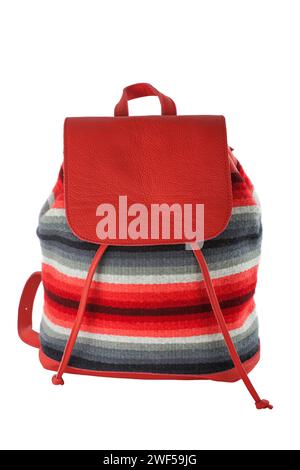 Red lady's backpack isolated on white background Stock Photo