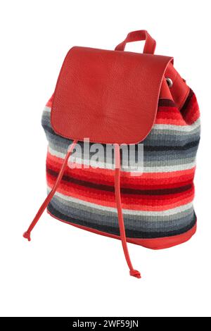 Red lady's backpack isolated on white background Stock Photo