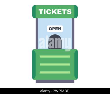 green kiosk with tickets. flat vector illustration. Stock Vector