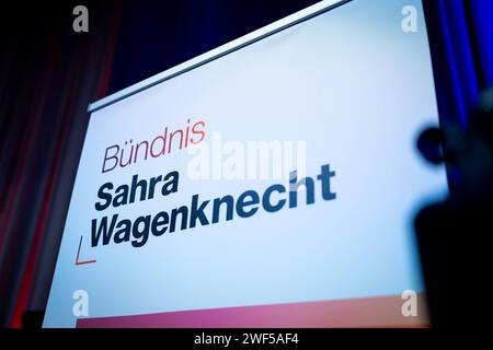 Symbolbild Logo Partei Buendnis Sahra Wagenknecht Logo der neuen Partei Buendnis Sahra Wagenknecht BSW-Partei Berlin Berlin Deutschland *** Symbolic image Logo Party Buendnis Sahra Wagenknecht Logo of the new party Buendnis Sahra Wagenknecht BSW Party Berlin Berlin Germany Stock Photo